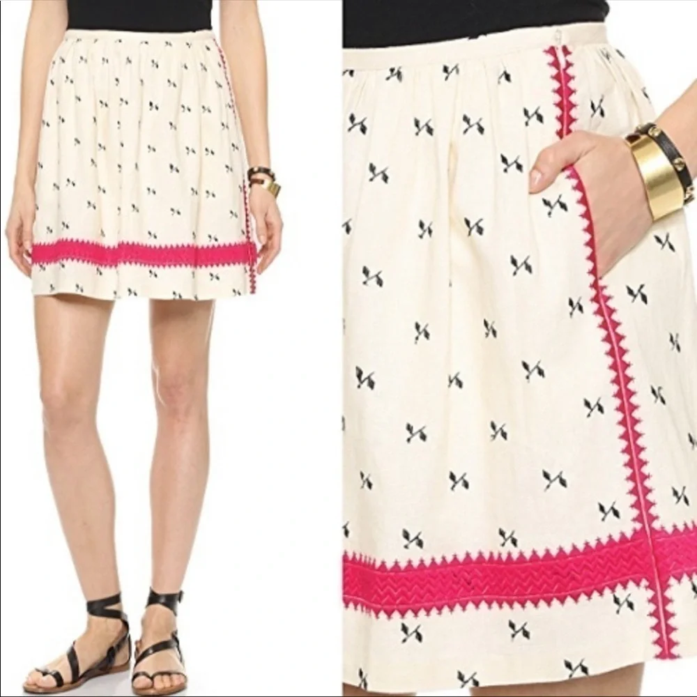 Madewell Lightstitch linen embroidered skirt